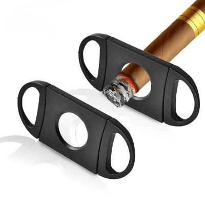 China New Stainless Steel Cigar Cutter Metal Cutter Smoking Accessories Men's Gift 90*42*5mm Double Edged Scissors Gift for sale