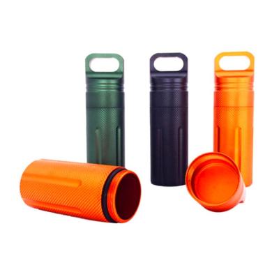 China Outdoor Sports Survival Container Aluminum Alloy Bottle First Aid Waterproof Sealed Survival for sale