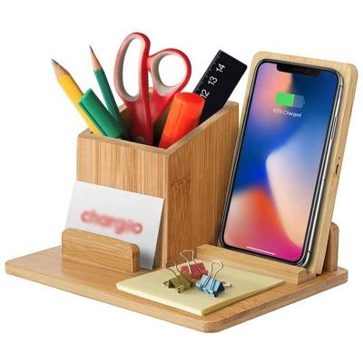 China Wholesale Hot Selling Stationary Container Pen Holder Wooden Bamboo Mobile Cell Phone Organizer Stand Table Top Display Stands and Pen Holder for sale