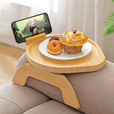 China Folding Bamboo Wooden Sofa Armrest Tray Table Portable (The Other) New Adjustable Wholesale Wine Food for sale