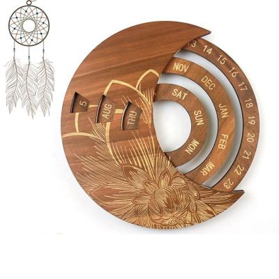 China Nordic Europe New And American Style Wholesale High Quality Art Wooden Decoration Home Decor Craft Wall Hanging Calendar for sale