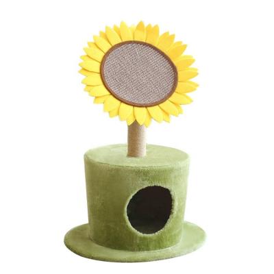 China New Stocked Wholesale Cat Tree Climbing Tower Custom Cat Scratching Tree Furniture Logo and Size Sunflower for sale