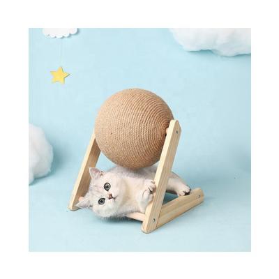 China Eco-friendly Stocked Pet Puzzle Cat Scratcher Interactive Round Cat Scratch Ball Toy for sale