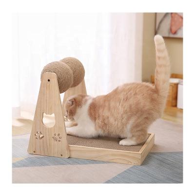 China Eco-friendly Stocked Pet Puzzle Cat Scratcher Interactive Round Cat Scratch Ball Toy for sale