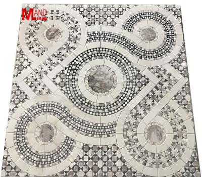 China Beautiful customized modern luxury waterjet mosaic art flooring for sale