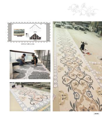 China Design Flower Pattern Mosaic Marble Slabs Floor Parquet Customized Flooring For Corridor for sale