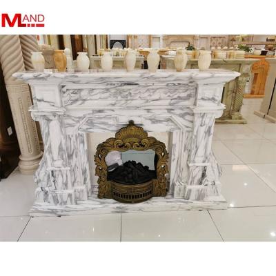 China Modern China Carved Stone Fireplace Sets Classic Flame Electric Fireplaces Fire Place Surround for sale