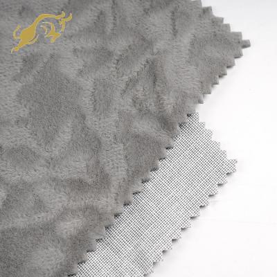 China Blackout Accept Custom Water Resistant 200gsm Gary Polyester Woven Flocking Fabric Upholstery for sale