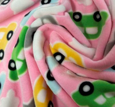 China Waterproof cheap children's cute car design warp velvet printed super soft fabric for sleep wear home textile for sale