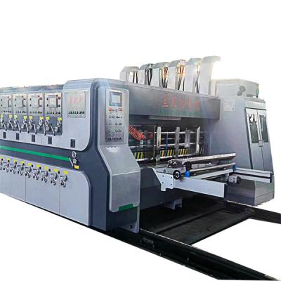 China Industrial Full Automatic Corrugated Flexo Cardboard Package Slotting Machine 4 Colors Corrugated Automatic Printing Die Cutting Machine for sale