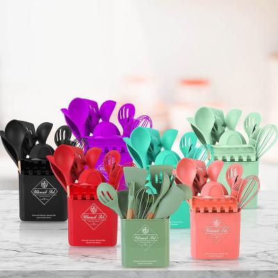 China Kitchenware Factory Price Sustainable Best Selling 100% Eco-friendly Cooking Tools 12Pcs Silicone Kitchen Utensils Sets for sale