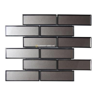 China Chinese Style Wholesales Chinese Style Wholesales Black Gray Dark Green Silver Glass Mirror Surface Tile Background Wall Glass Edge Ground Mirror for sale