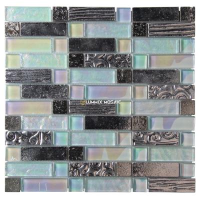 China Chinese style cave silver crystal marble stone mosaic background wall tile kitchen and bathroom glass building materials for sale