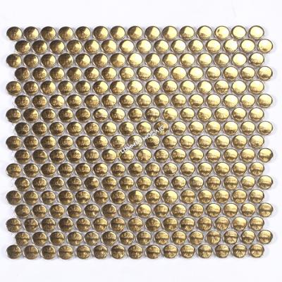 China Modern Round Ceramic Vintage Frosted Gold Silver Pearl White Mosaic Background Wall Plated Mosaic Building Tile Porcelain for sale