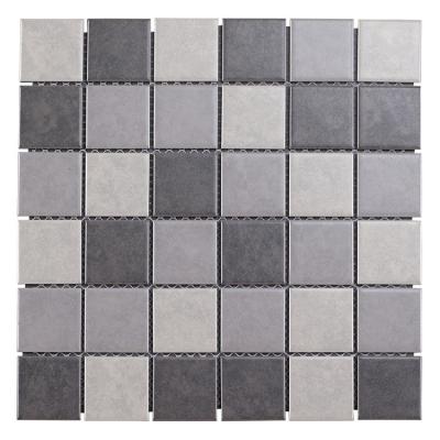 China Bathroom Shower Wall Backsplash 48*48mm Stackbond Finger Modern Premium Porcelain Glazed Dark Green Mosaic Tiles Decorative for sale