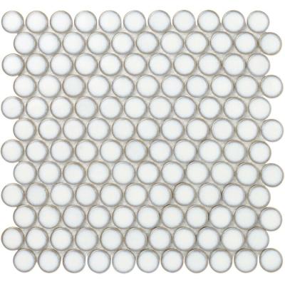 China Matte Floor Tiles Circular Button Black Mosaic Full Body Mosaic Modern White Glossy Wall Bricks For Bathroom Kitchen Balcony for sale