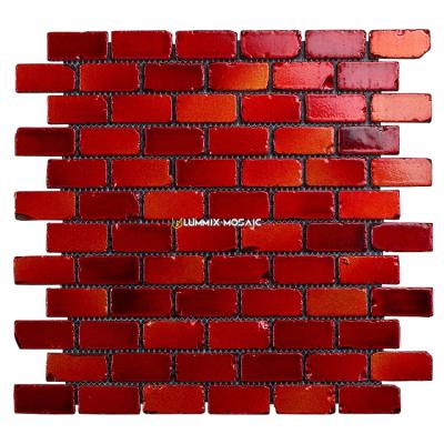 China Wholesale Red Vintage Chinese Style Foshan Mosaic Tile Backsplash Ceramic Wall Tiles Self Fixing Ceramic Tile for sale