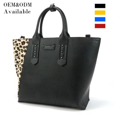 China Wholesale Fashion Guangzhou Cowhide Handbag Store Designer Vintage Stitched Handbags Leopard Print Handbag for sale