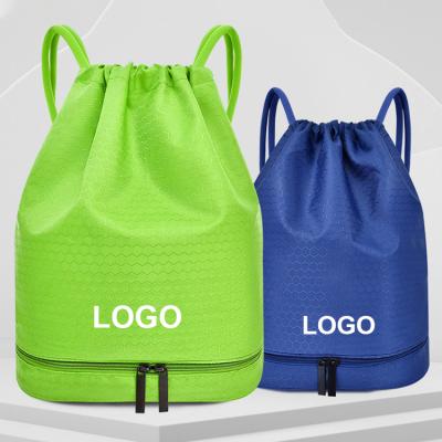 China Custom Logo Fashion Drawstring Gym Bag Polyester Waterproof Wholesale Drawstring Nylon Backpack for sale