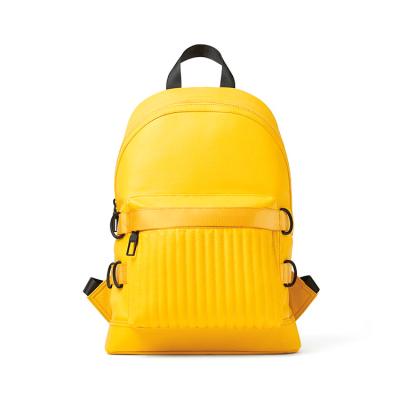 China Fashion PU Laptop Backpack Yellow Leather Wholesale Waterproof Rucksack Waterproof School Bag for sale