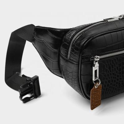 China Factory custom black water proof unsex alligator fashion pu pussy bum pack leather belt bags for sale