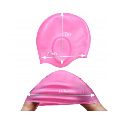 China High Quality Eco-friendly Waterproof Durable Nude Custom Printed Silicone Non-Toxic Waterproof Swimming Cap With Ear Cover for sale