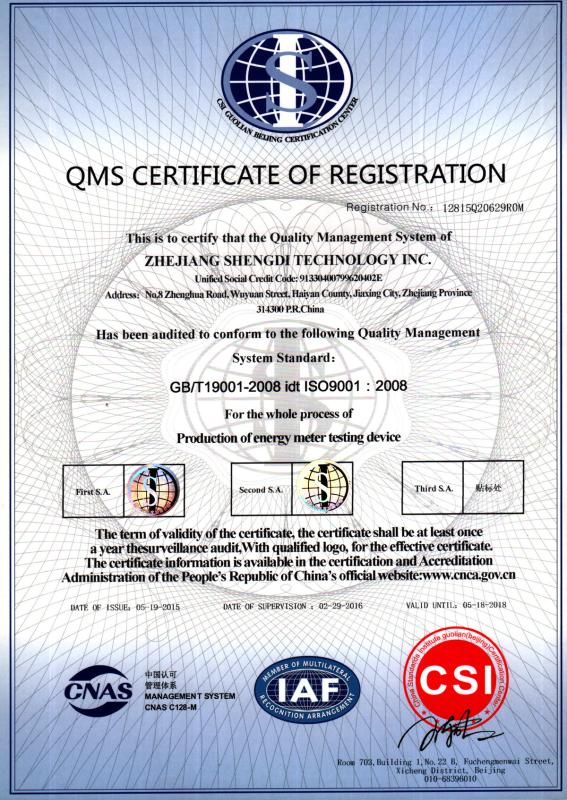 ISO9001:2008 - Zhejiang Shengdi Technology Inc.