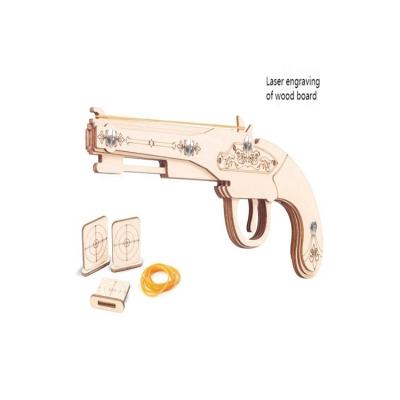 China 2021 Indoor Toys Quality Guaranteed Rubber Band Toy Pistol Wooden Toy Gun Diy Build Toy for sale