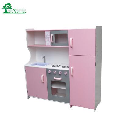 China Cooking Play Toys Baby Girl Pink Mini Wooden Kids Kitchen Set Happy Toy for sale