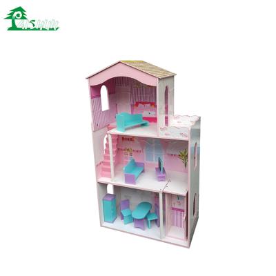 China Cute Wooden American Safety Kits Small Furniture Girl Play Doll House Set for sale