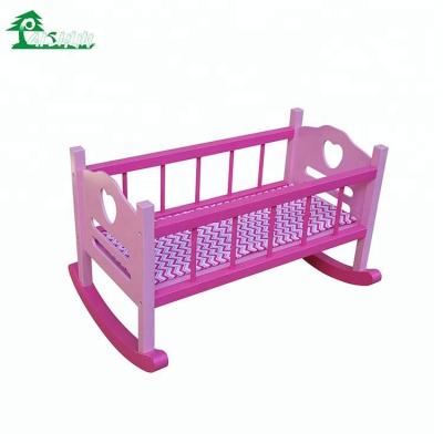 China Hot Sale Kids Toys Wooden Doll Rocking Bed for sale