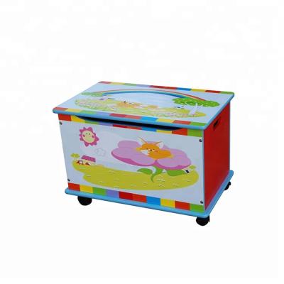 China Wooden Children Kids Wooden Cabinet Toys Storage With Wheel for sale