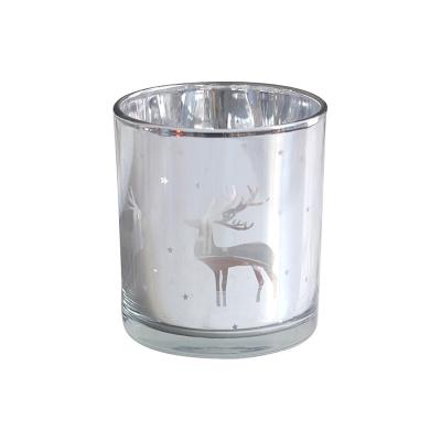 China Christmas Home Decoration Reindeer Candle Holder Aromatherapy Candle Container Aromatherapy Candle Cup Glass Christmas Decoration Lights for sale