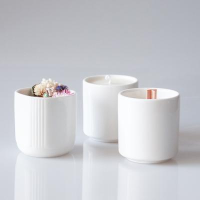 China Wholesale Home Lvory Luxury Home Fragrance Decoration Ceramic Candle Container for sale