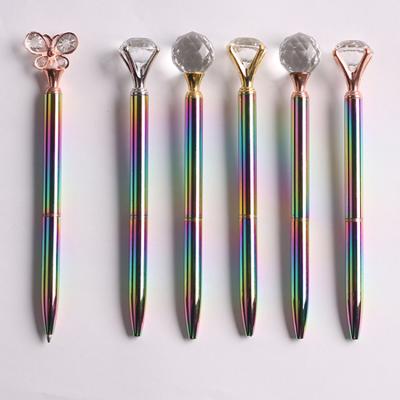 China office & Custom Bulk Tip Pen For Promotional Gifts Black Pen Metal Rose Gold Logo Diamond Crystal School Pen for sale