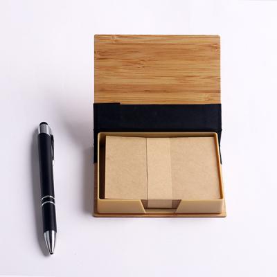 China High Quality Customizable Self Adhesive Bamboo Place Maker Factory Office Sticky Note Box for sale