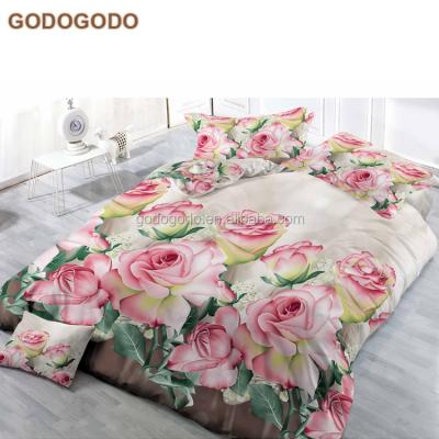 China Disposable Home Exquisite Flower Design Luxury Choice Comforter Set Wedding Superb King Size Red Rose 3D Bedding for sale