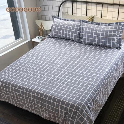 China 2018 Disposable Newest Printed Soft 100% Fitted Sheet Home Textile Cotton Flat Sheet Bedding Set Plaid Duvet Cover For Home And Hotel for sale