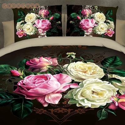 China Bed Sheet Comforter 4Pcs King Size Custom Print 3D Printed Disposable Luxury Bedding Set Wedding for sale