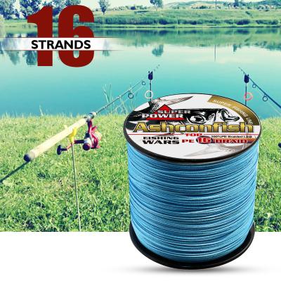 China 1000meters 20LB-500LB Hollowcore High Tensile Strands 100% PE Braided Fishing Line 16 Super Strength Weave Lines for sale