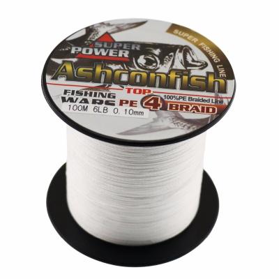 China 100 Meters High Tensile Big 0.1-0.55 Mm Running 6--100 Pound 4 Strands 90lb PE Braided Fishing Line for sale