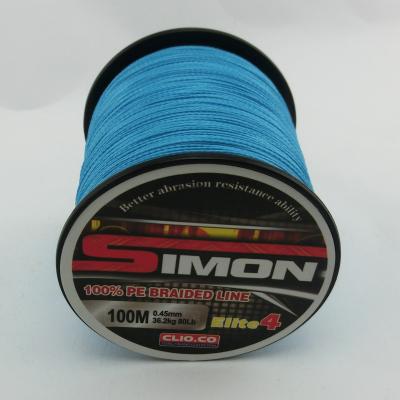 China High Tensile 4 Strands 100 Meters 0.1-0.55 mm 6--100 Pound PE Braided Fishing Line for sale