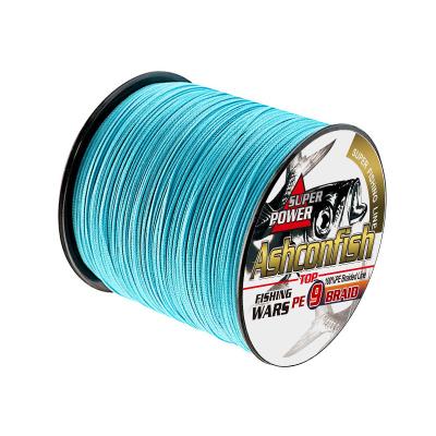 China 100% super strength ashconfish PE 15colours most high density 9 round strands braided fishing line 100 meters for carp saltwater fishing for sale