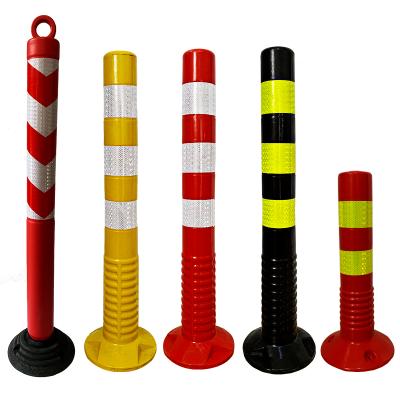 China Best Selling Plastic Reflective Column Red and Yellow Color Plastic Reflective Column High Quality Red and Yellow Color Elastic Column Warning Plastic Reflective Column for sale