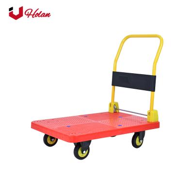 China Tools Uholan EX-500 Warehouse Business Trolley Cart Pulling Flatbed Trolley Thickening Silent Folding Trolley for sale