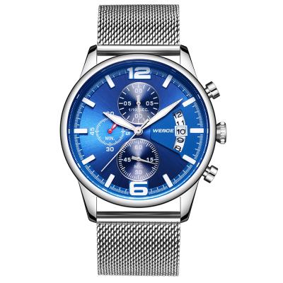 China WEIDE 6 Chronograph Hands Simple Mens Stainless Steel Watches Mens Casual Chronograph Quartz Wrist Watch for sale