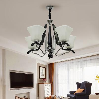 China Beautiful Living Room Luxury High Quality Contemporary Linear Iron Glass Chandelier Pendant Lights for sale