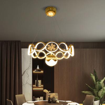 China Beautiful High Lumen Crystal Silica Gel Acrylic Indoor Modern Aluminum Hotel Living Room Hanging Chandelier for sale