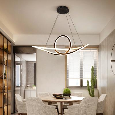 China Beautiful Black Ring Chandelier Living Room Pendant Light Minimalist Lamp Modern Luxury for sale