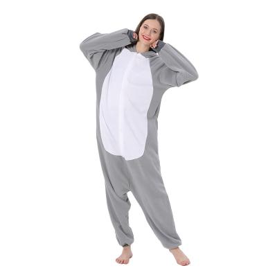 China Adult Big Animal Cosplay Costume QUICK DRY Gray Fox One Piece Pajamas Home Wear One Piece Pajamas Suit for sale